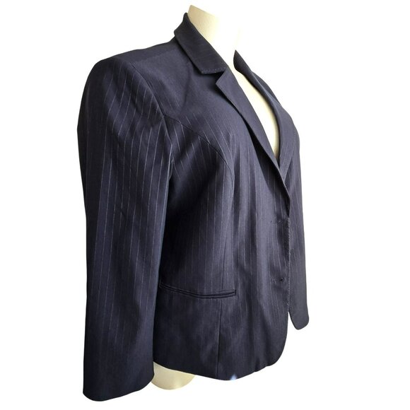 Lane Bryant Womens Pinstripe Blazer Navy Blue Womans Plus Size 28 JJ4033 - Picture 7 of 11